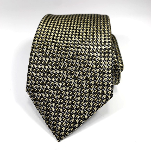 Ermenegildo Zegna Other - Ermenegildo Zegna Mens Luxury Tie Bronze w/ Black Basket Weave Design Silk